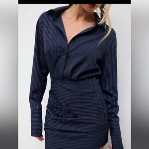 Elegant Navy Striped Dress